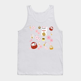 Lucky Cat and Cherry Blossom Medley Tank Top